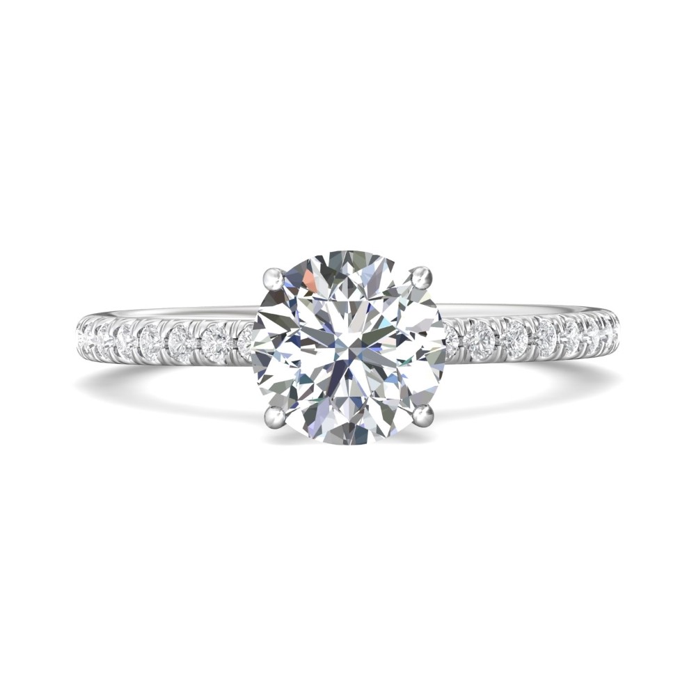 FlyerFit® 14K White Gold Micropave Engagement Ring