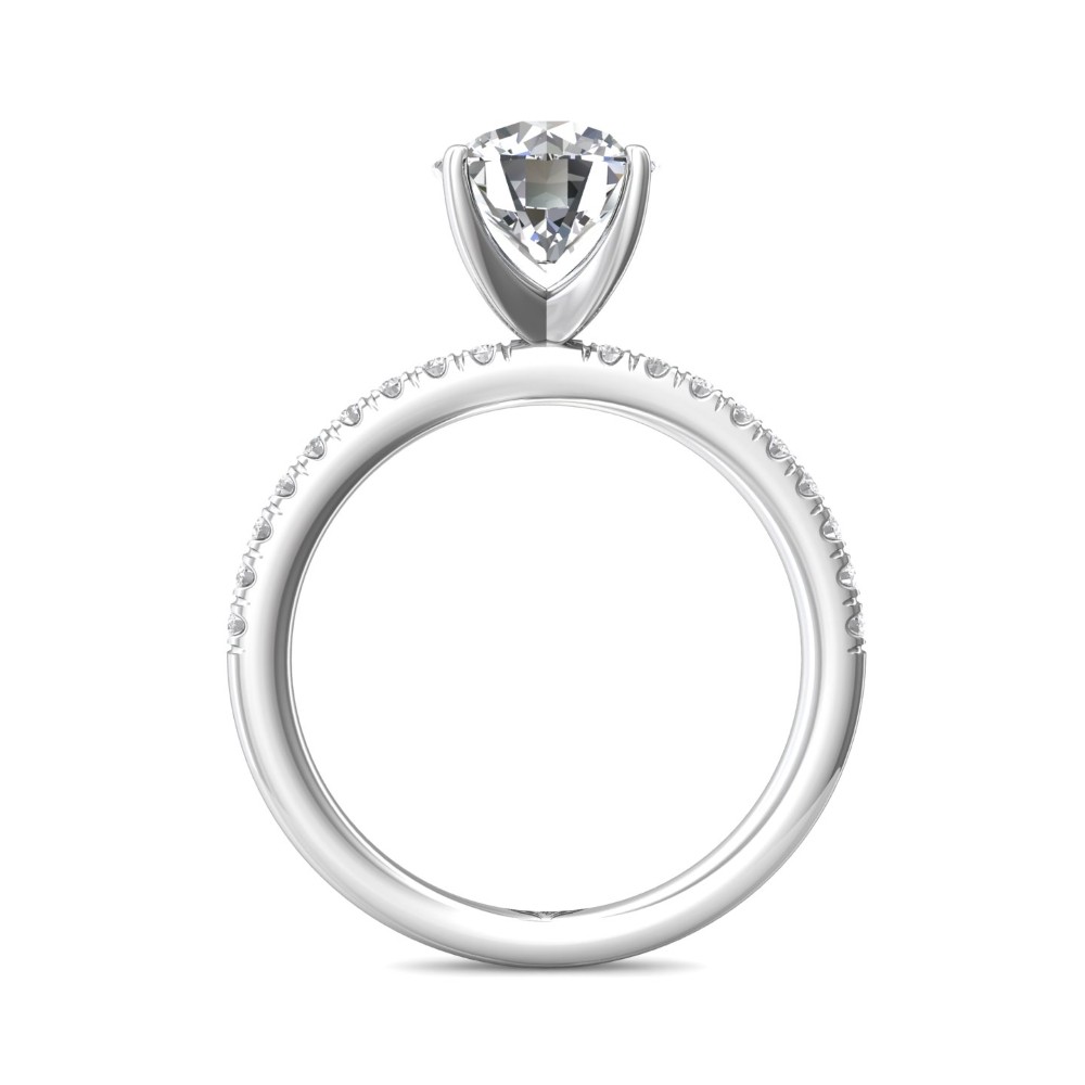 FlyerFit® 14K White Gold Micropave Engagement Ring
