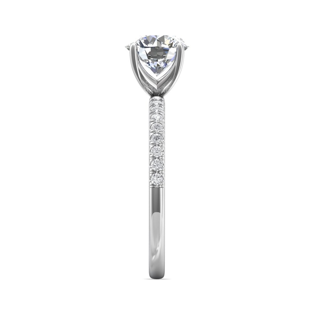 FlyerFit® 14K White Gold Micropave Engagement Ring
