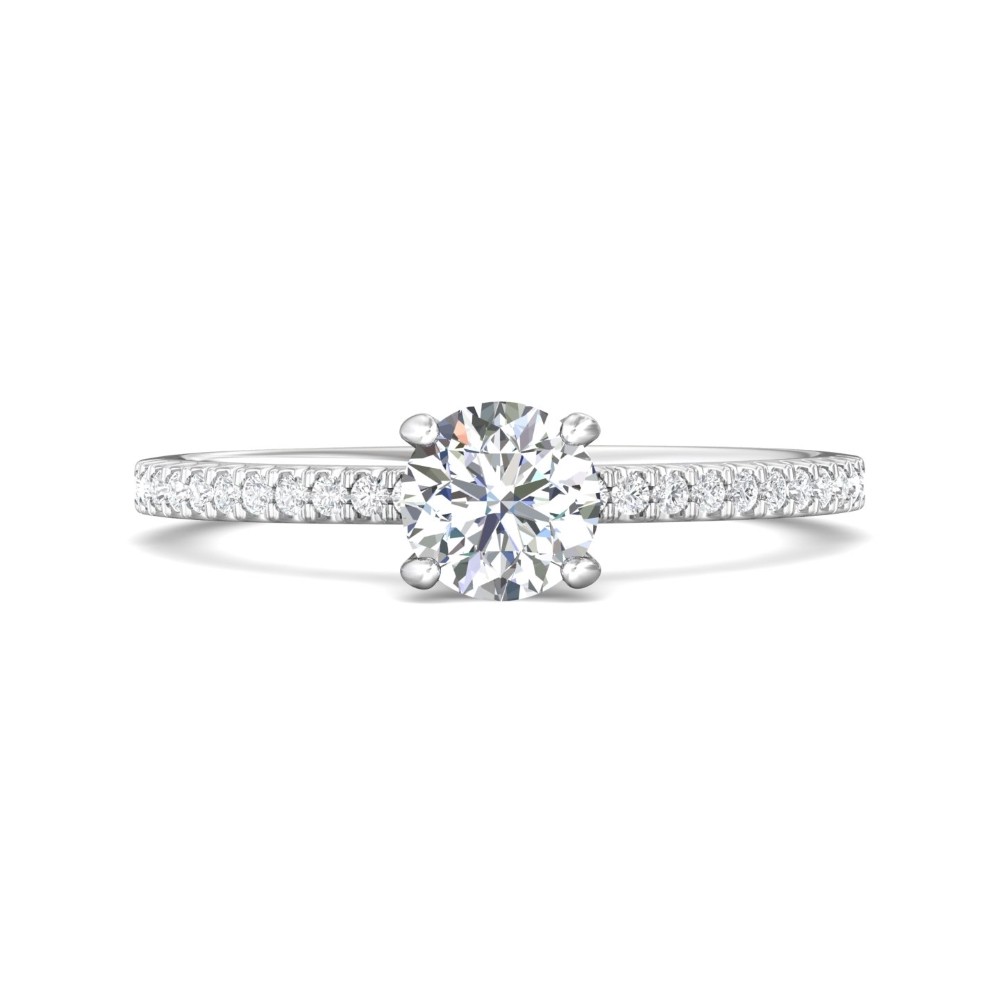 FlyerFit® 14K White Gold Micropave Engagement Ring