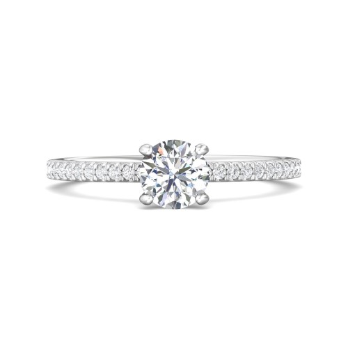 FlyerFit® 14K White Gold Micropave Engagement Ring