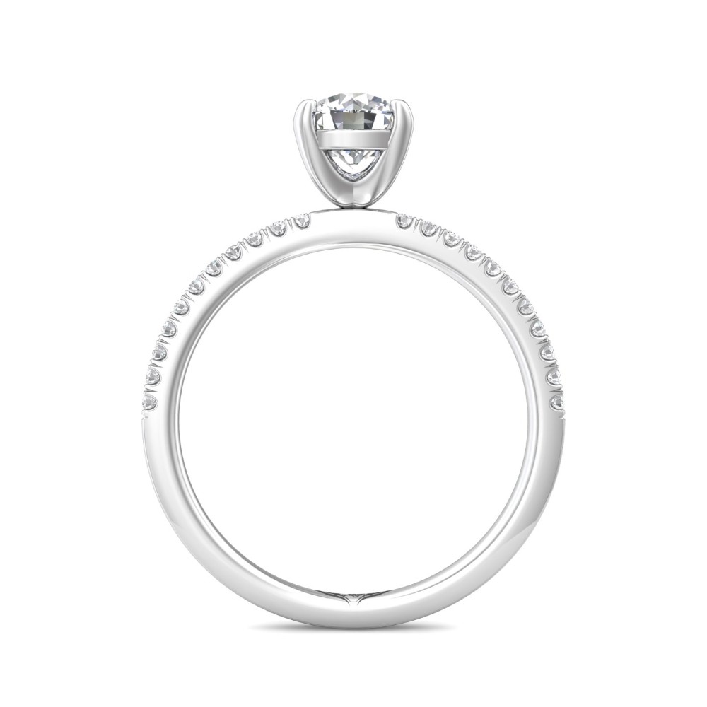 FlyerFit® 14K White Gold Micropave Engagement Ring