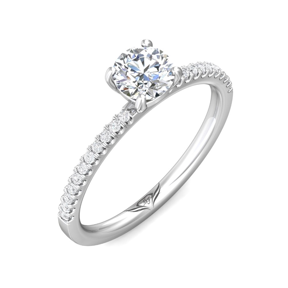 FlyerFit® 14K White Gold Micropave Engagement Ring