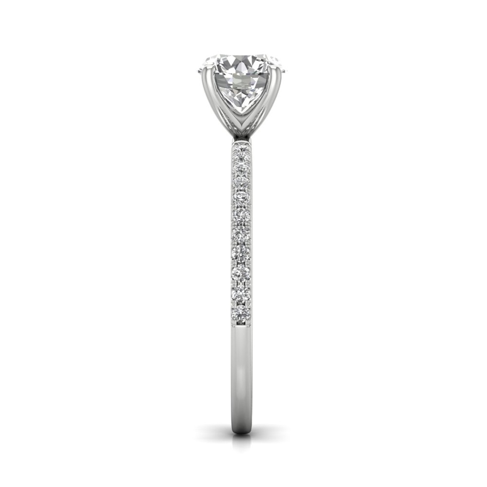 FlyerFit® 14K White Gold Micropave Engagement Ring