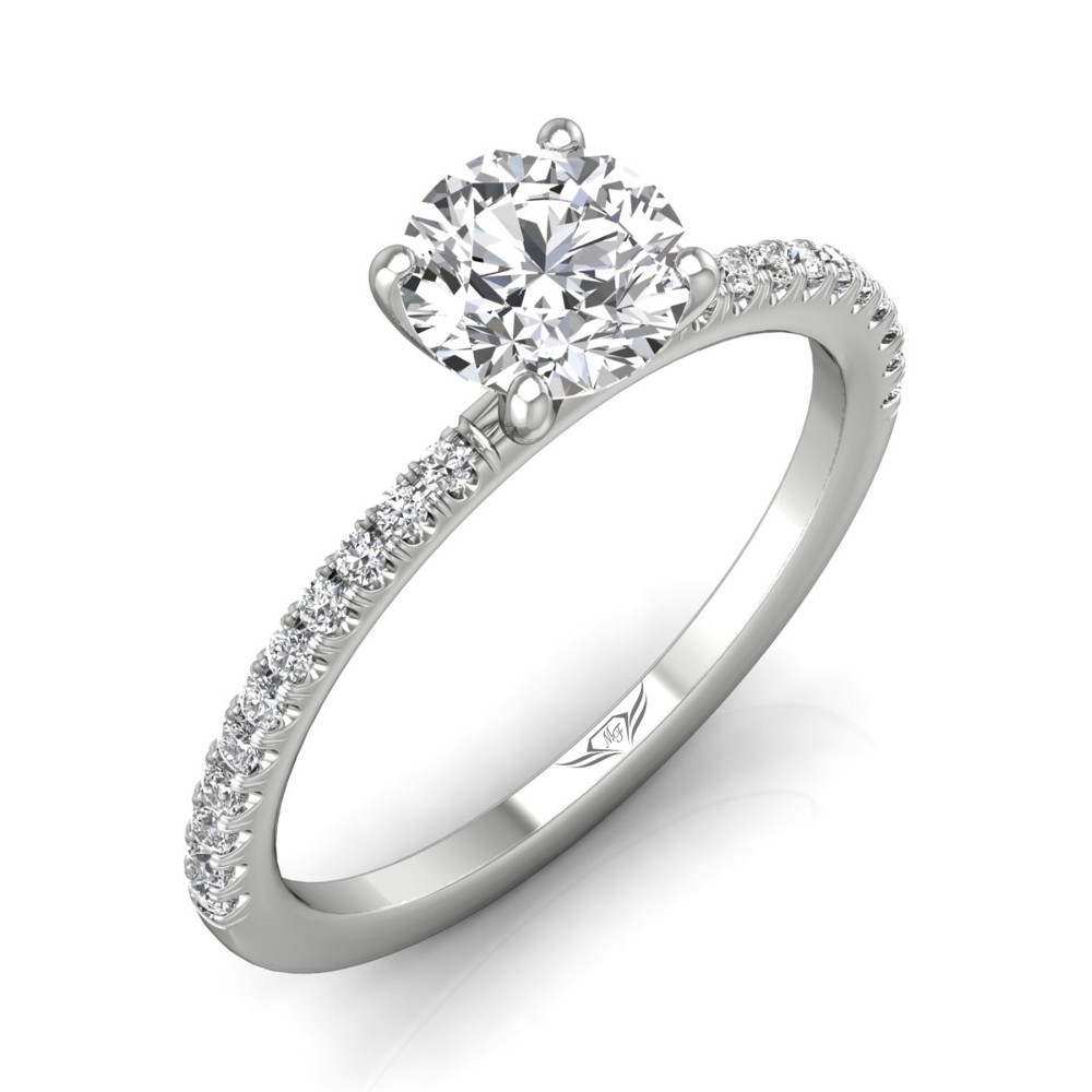 FlyerFit® 14K White Gold Micropave Engagement Ring