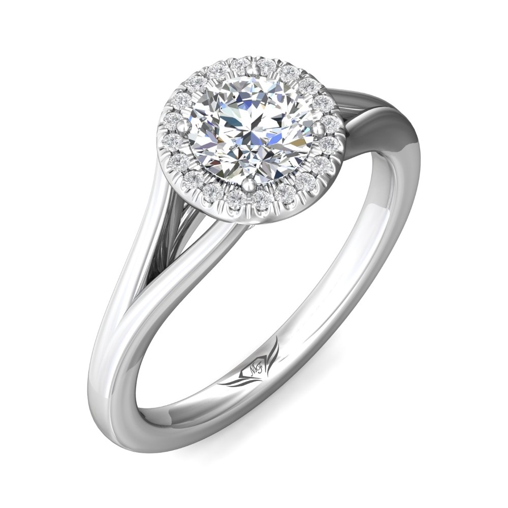 FlyerFit® 14K White Gold Split Shank Engagement Ring