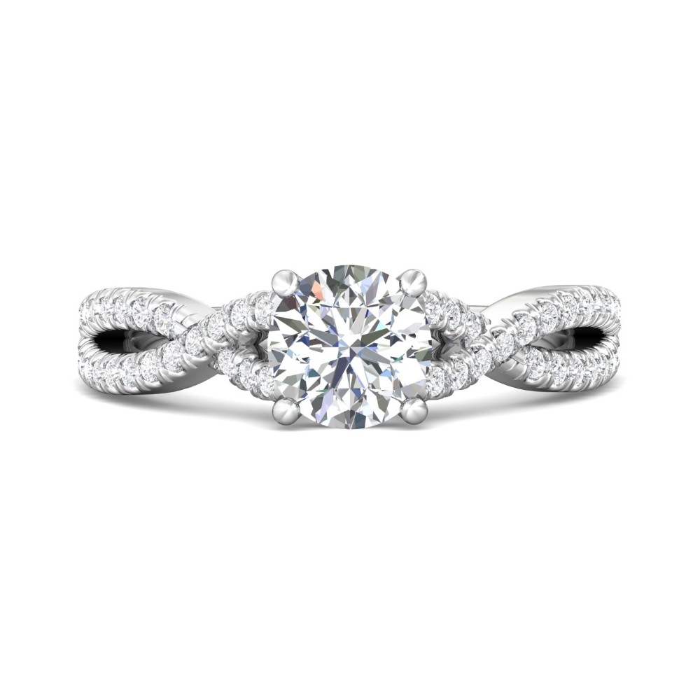FlyerFit® 14K White Gold Split Shank Engagement Ring