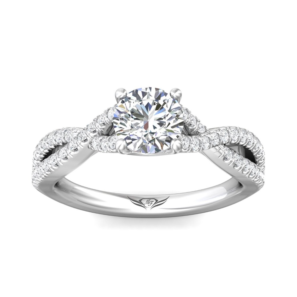 FlyerFit® 14K White Gold Split Shank Engagement Ring
