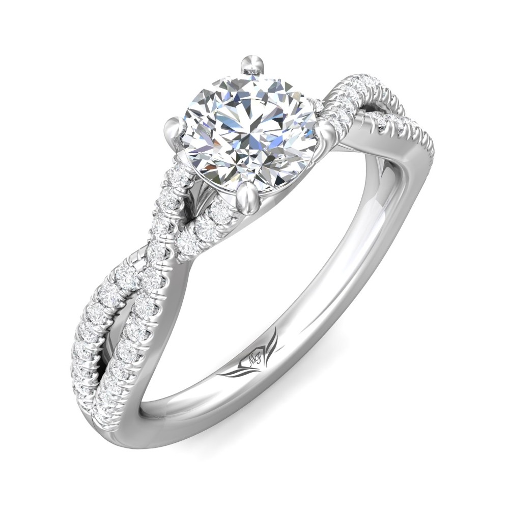 FlyerFit® 14K White Gold Split Shank Engagement Ring