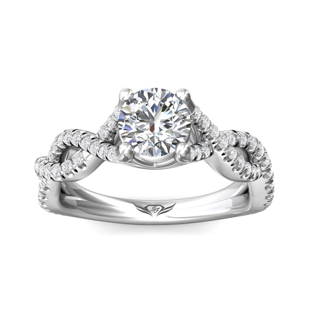 FlyerFit® 14K White Gold Split Shank Engagement Ring