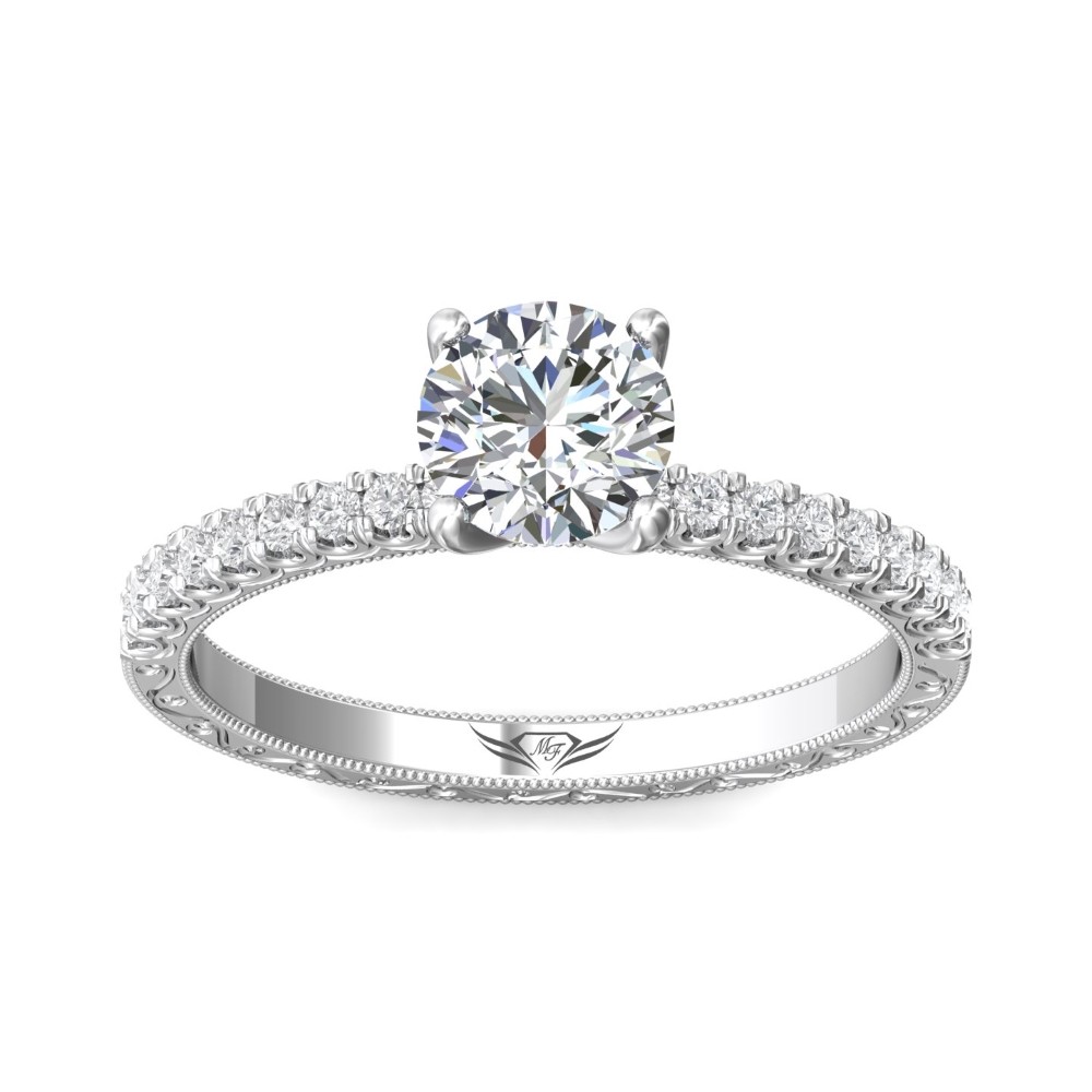 FlyerFit® 14K White Gold Vintage Engagement Ring