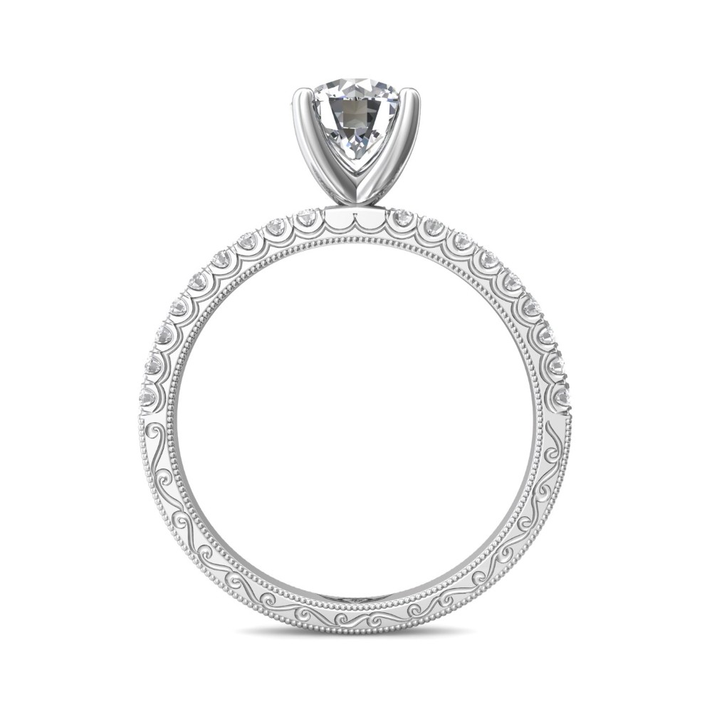 FlyerFit® 14K White Gold Vintage Engagement Ring
