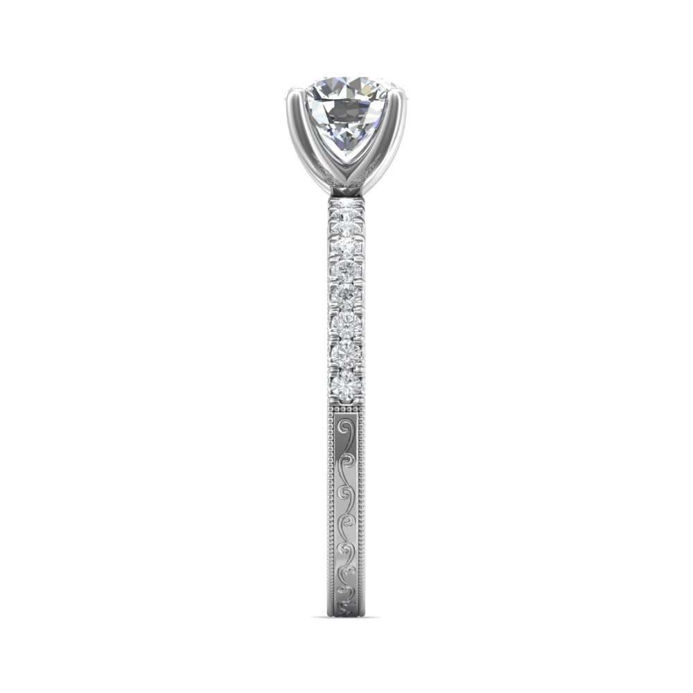 FlyerFit® 14K White Gold Vintage Engagement Ring
