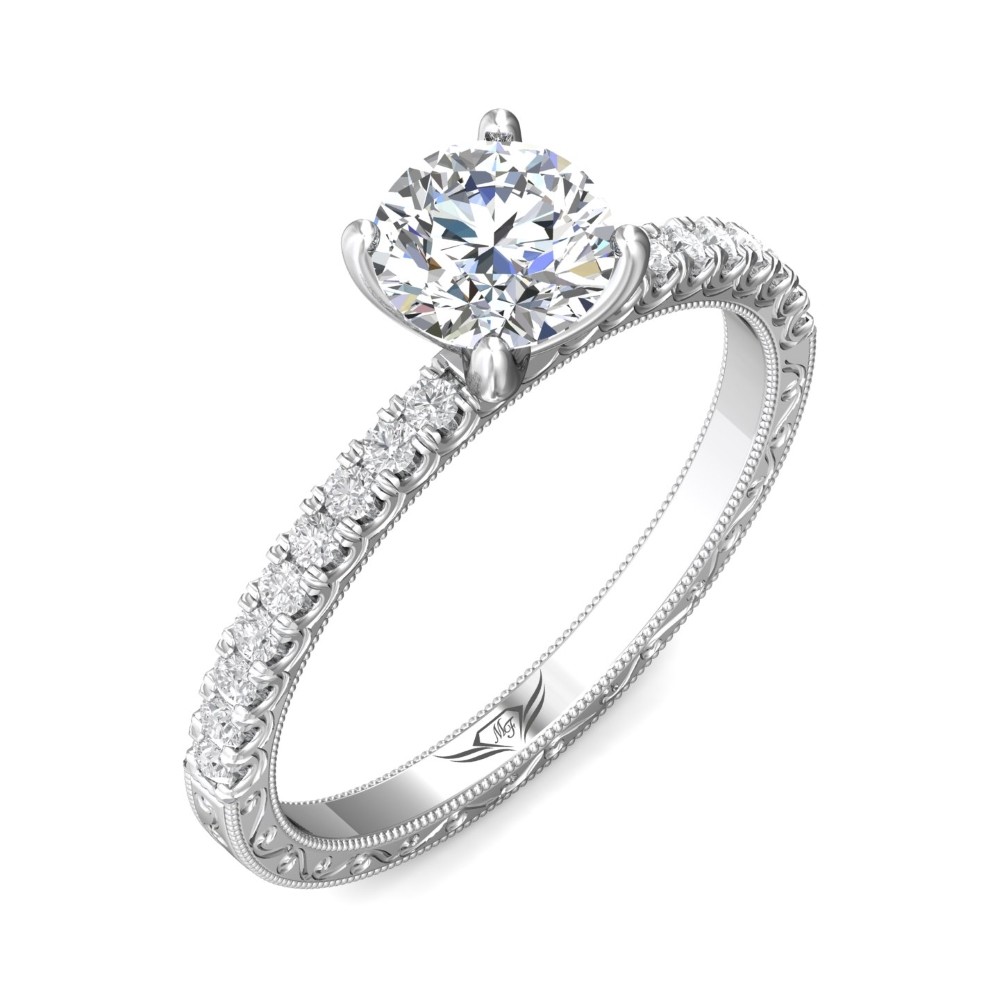 FlyerFit® 14K White Gold Vintage Engagement Ring