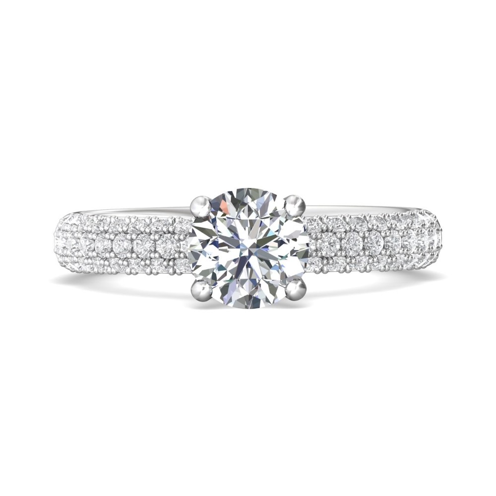 FlyerFit® 14K White Gold Micropave Engagement Ring