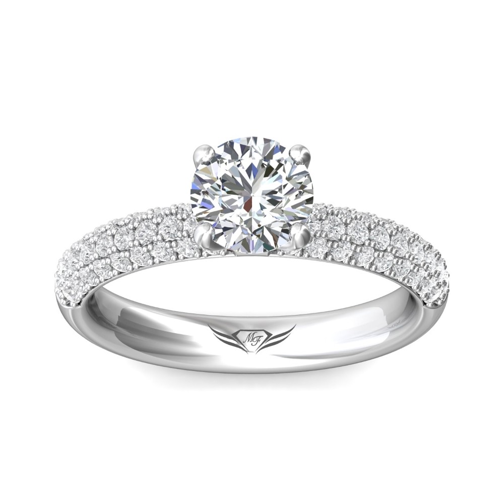FlyerFit® 14K White Gold Micropave Engagement Ring