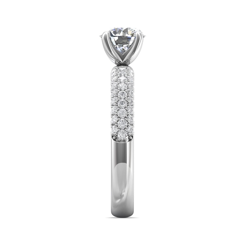 FlyerFit® 14K White Gold Micropave Engagement Ring
