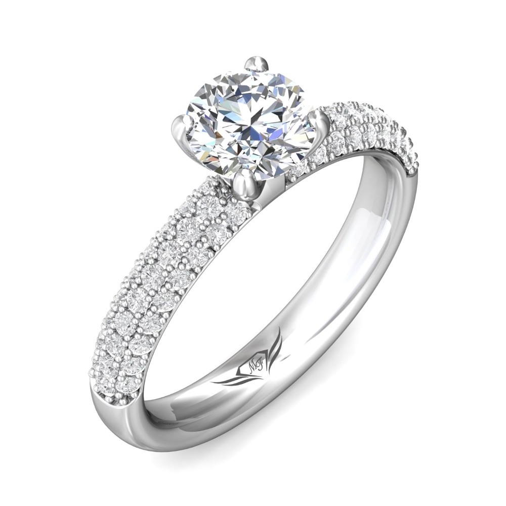 FlyerFit® 14K White Gold Micropave Engagement Ring