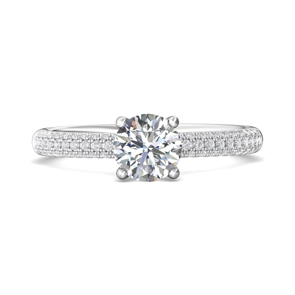 FlyerFit® 14K White Gold Micropave Engagement Ring