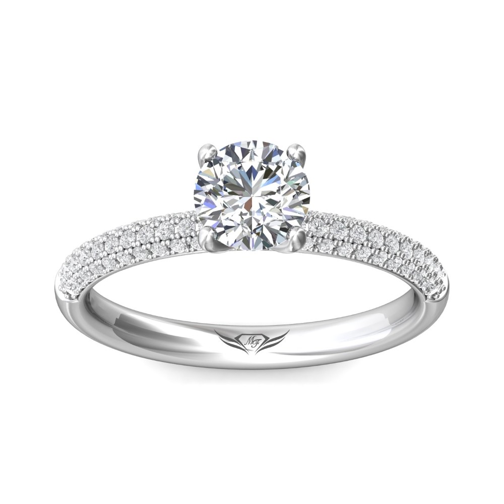 FlyerFit® 14K White Gold Micropave Engagement Ring