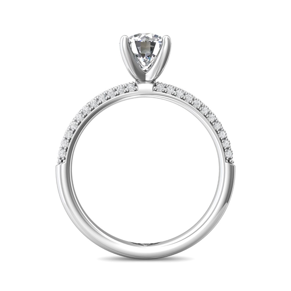 FlyerFit® 14K White Gold Micropave Engagement Ring