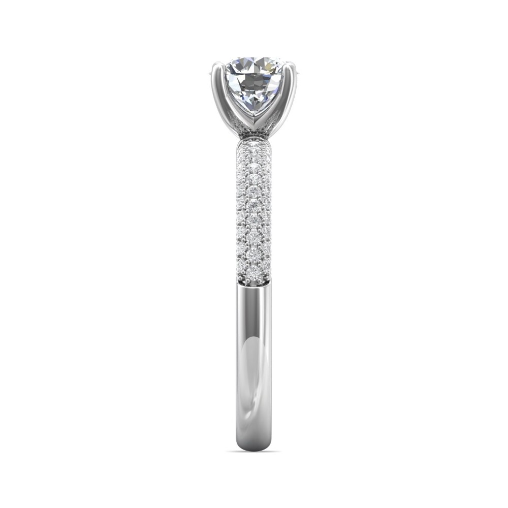 FlyerFit® 14K White Gold Micropave Engagement Ring