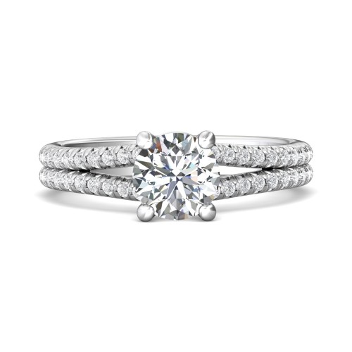 FlyerFit® 14K White Gold Split Shank Engagement Ring