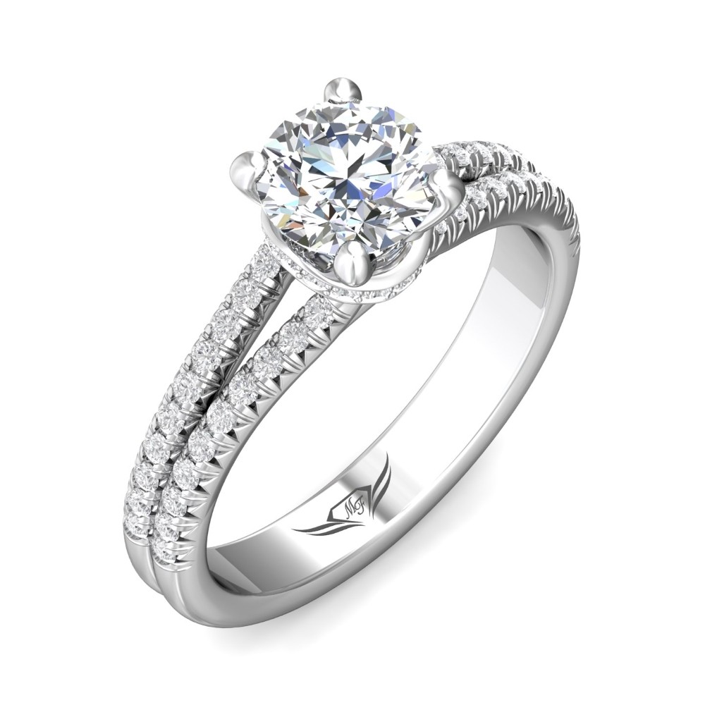 FlyerFit® 14K White Gold Split Shank Engagement Ring