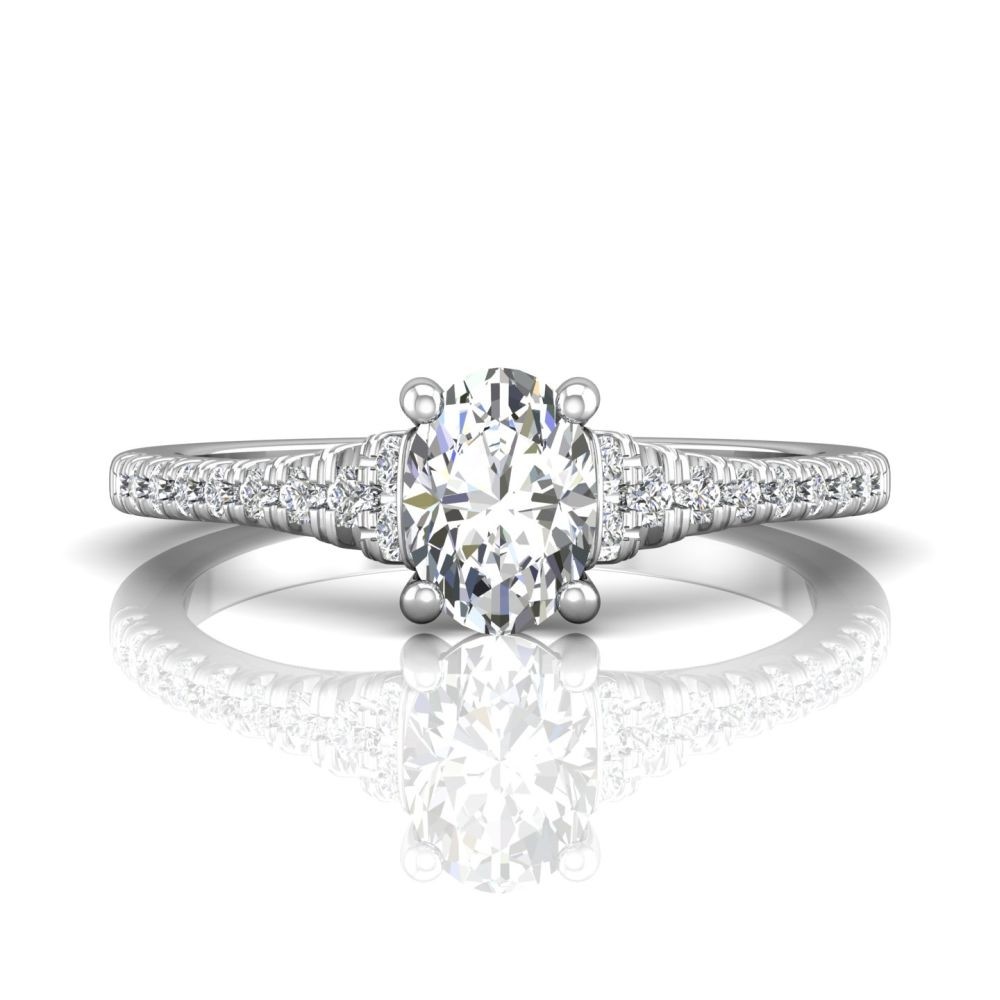 FlyerFit® 14K White Gold Micropave Engagement Ring