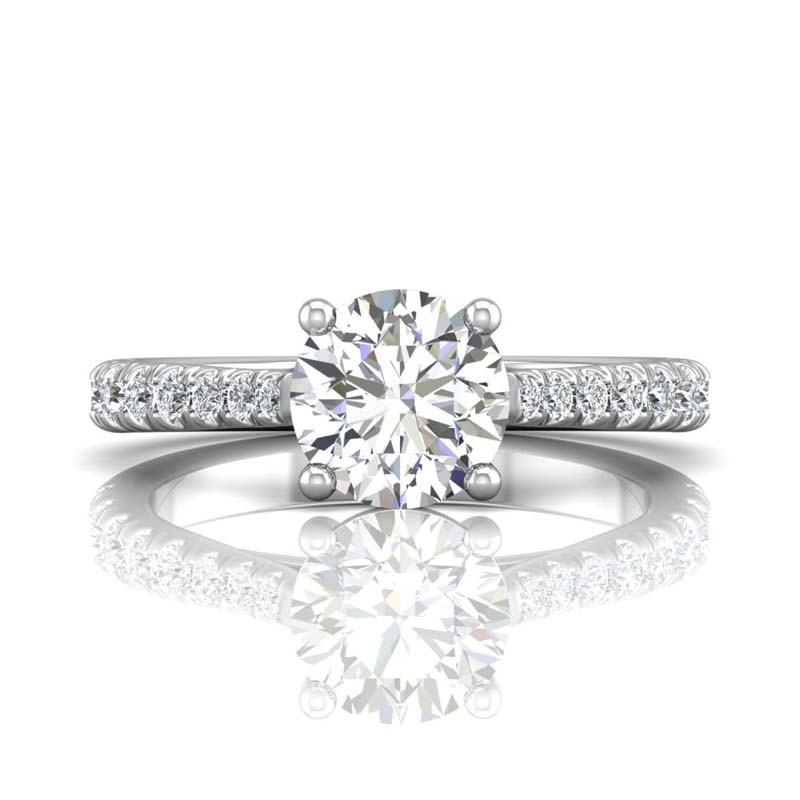 FlyerFit® 14K White Gold Micropave Engagement Ring