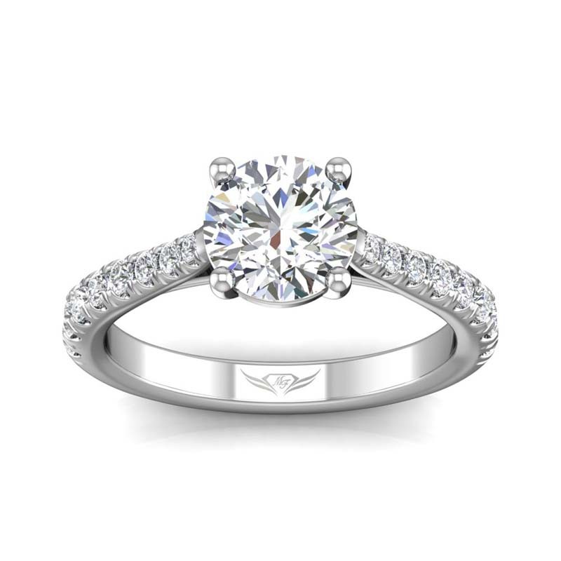 FlyerFit® 14K White Gold Micropave Engagement Ring