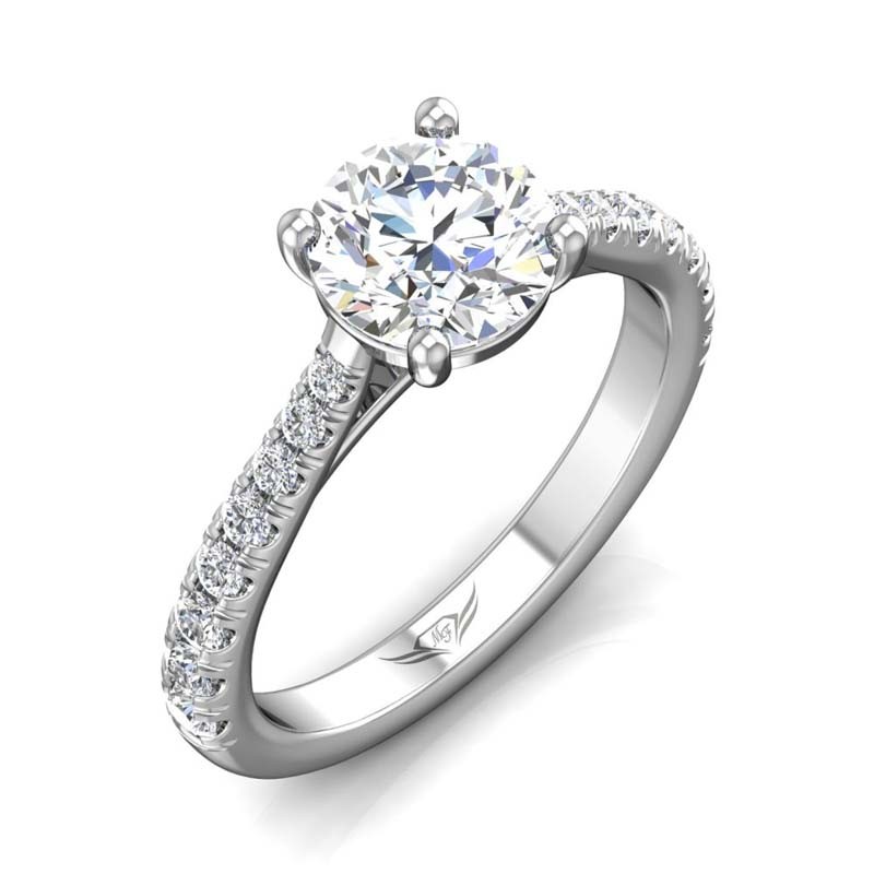 FlyerFit® 14K White Gold Micropave Engagement Ring