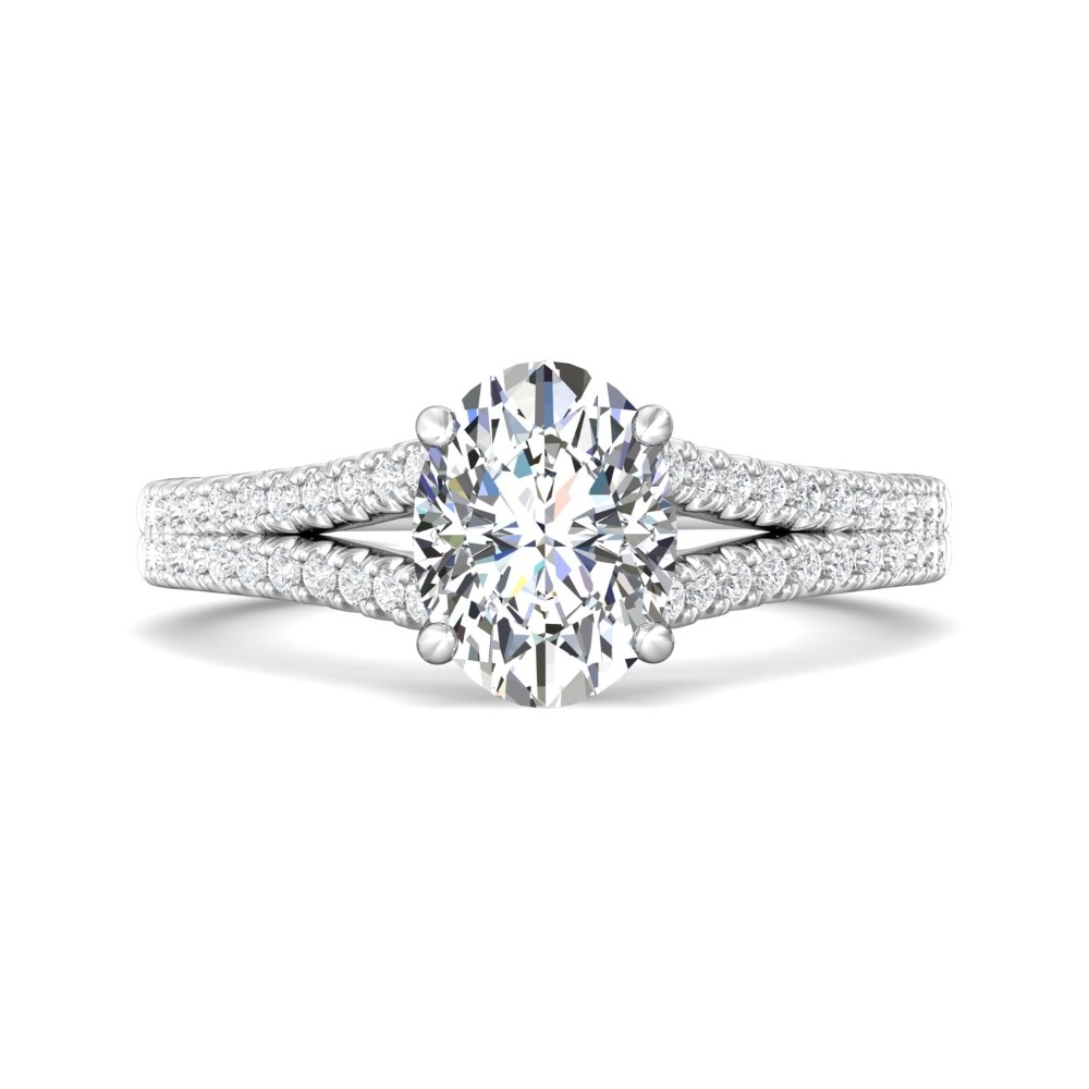 FlyerFit® 14K White Gold Split Shank Engagement Ring