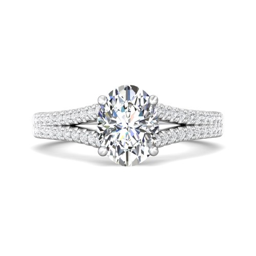 FlyerFit® 14K White Gold Split Shank Engagement Ring