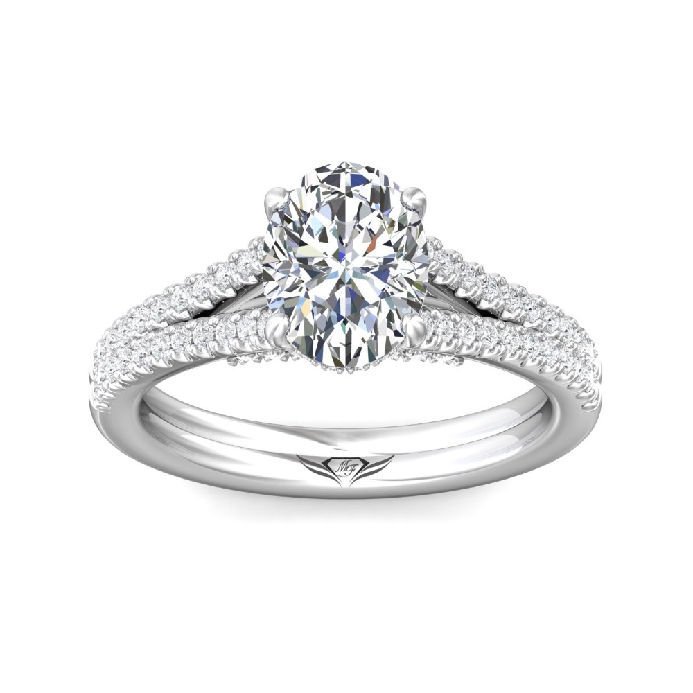 FlyerFit® 14K White Gold Split Shank Engagement Ring