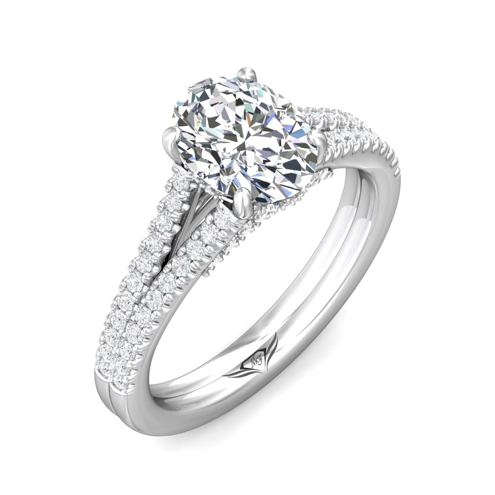 FlyerFit® 14K White Gold Split Shank Engagement Ring