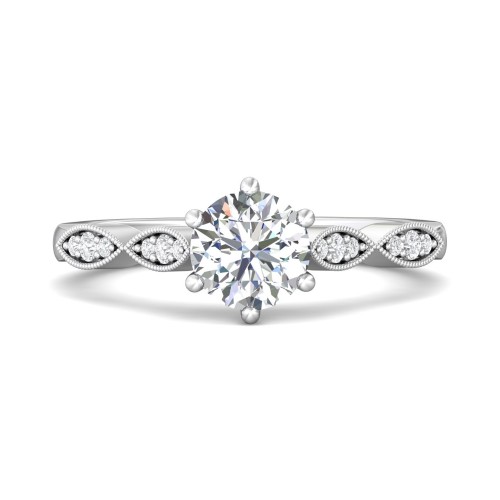 FlyerFit® 14K White Gold Micropave Engagement Ring