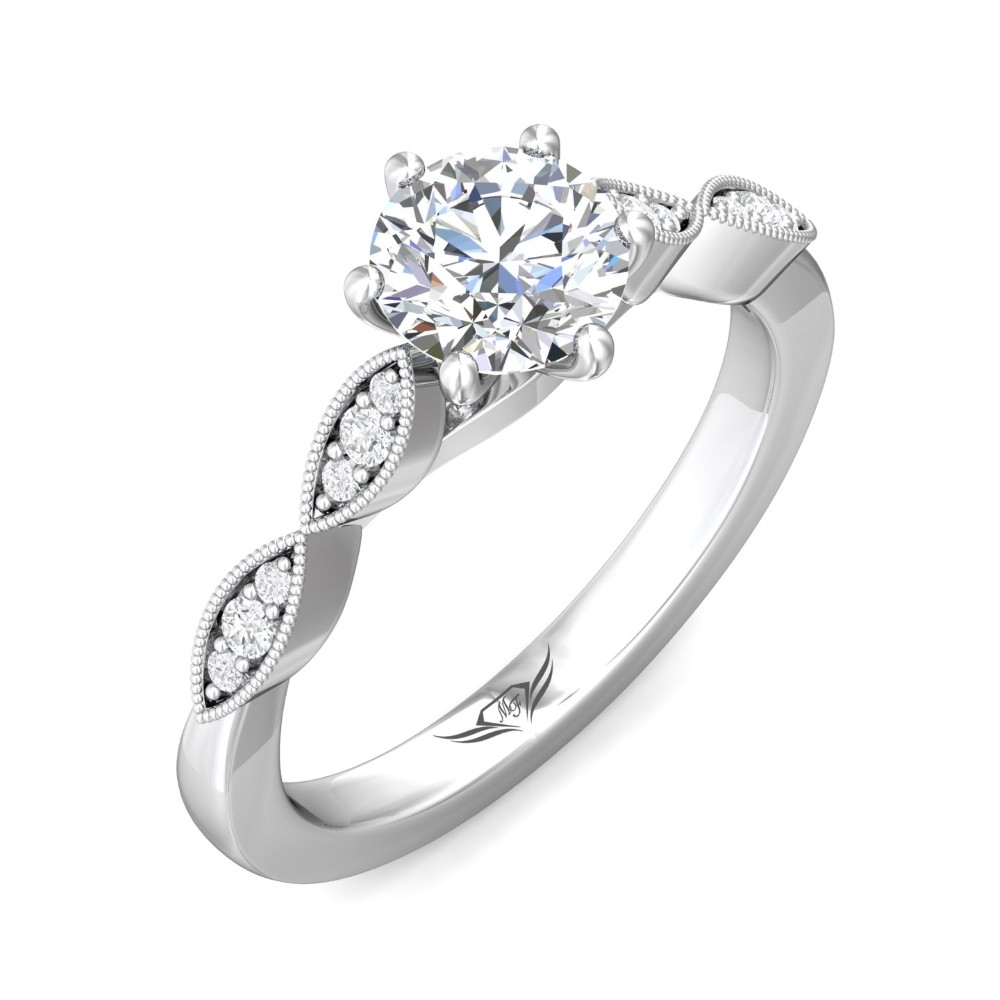 FlyerFit® 14K White Gold Micropave Engagement Ring