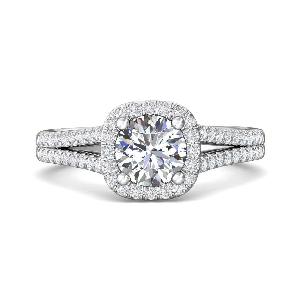FlyerFit® 14K White Gold Split Shank Engagement Ring