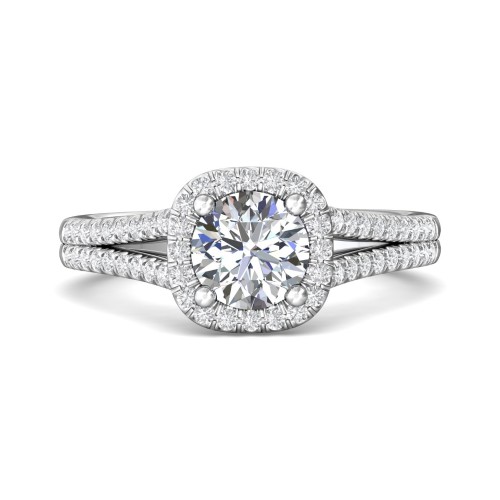 FlyerFit® 14K White Gold Split Shank Engagement Ring