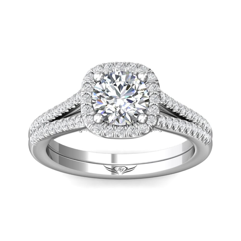 FlyerFit® 14K White Gold Split Shank Engagement Ring
