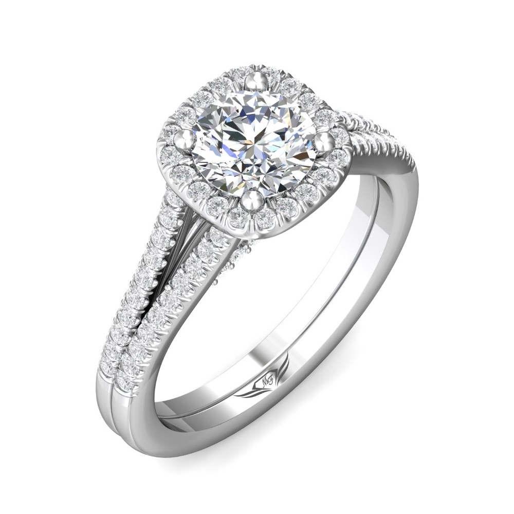 FlyerFit® 14K White Gold Split Shank Engagement Ring
