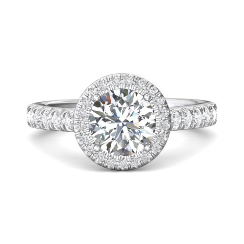 FlyerFit® 14K White Gold Micropave Halo Engagement Ring