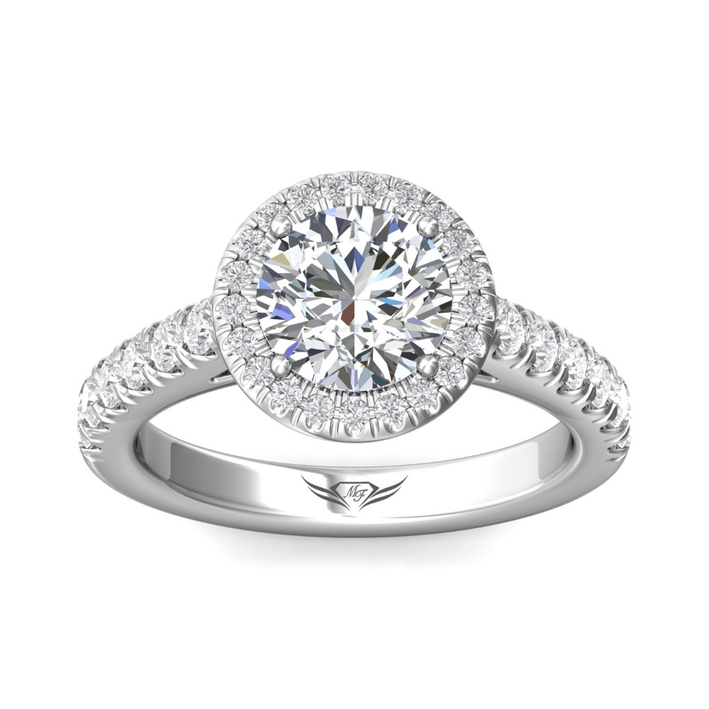 FlyerFit® 14K White Gold Micropave Halo Engagement Ring