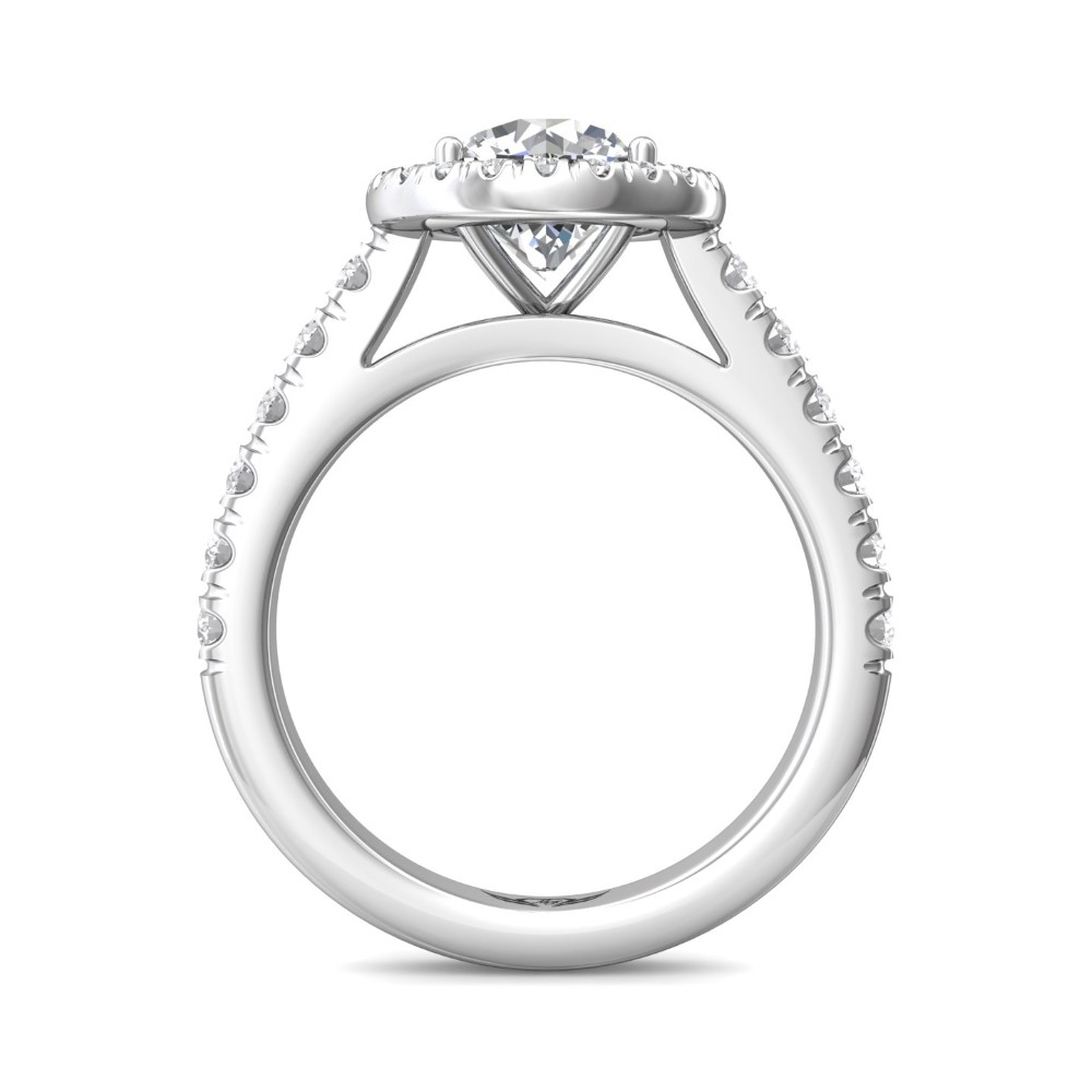 FlyerFit® 14K White Gold Micropave Halo Engagement Ring