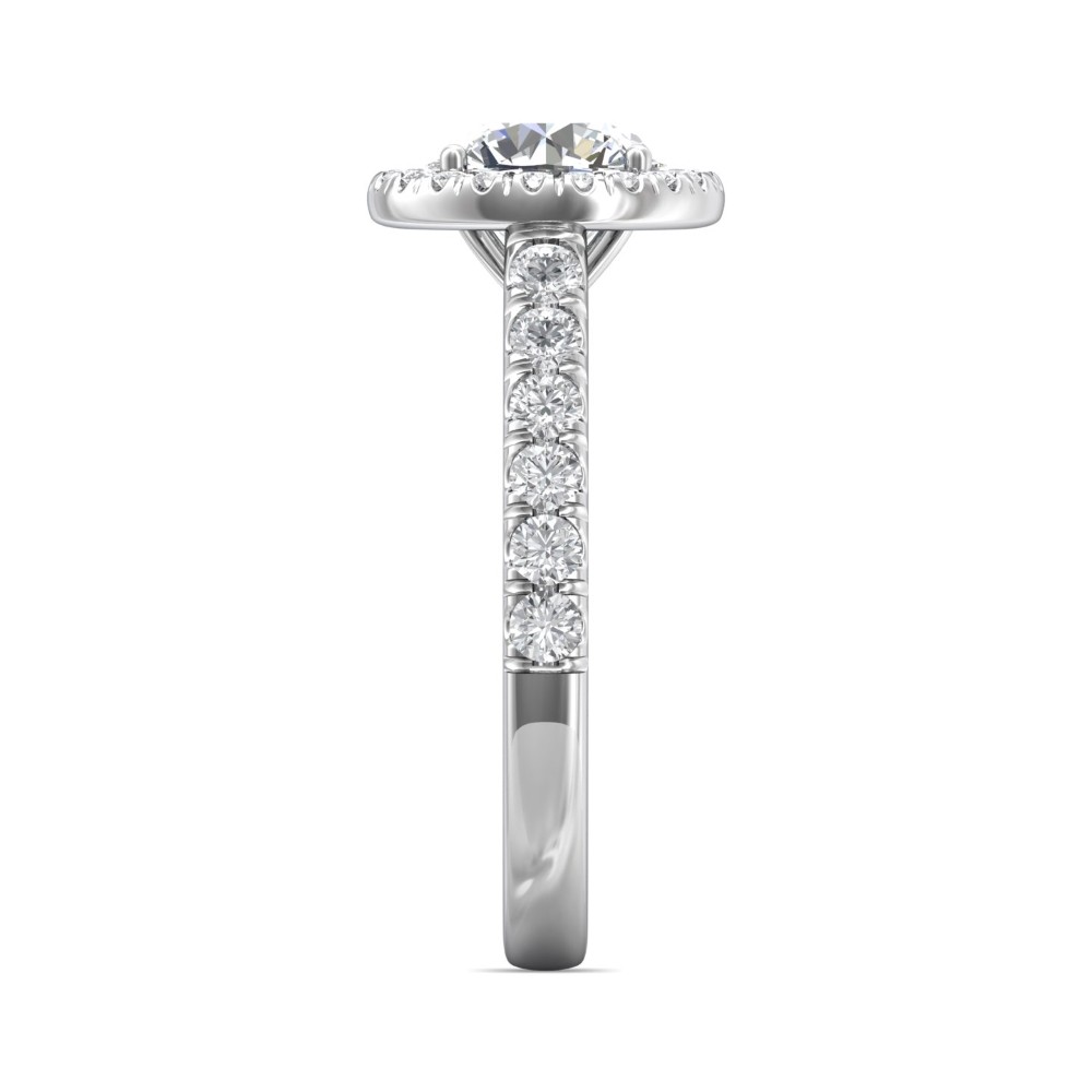 FlyerFit® 14K White Gold Micropave Halo Engagement Ring