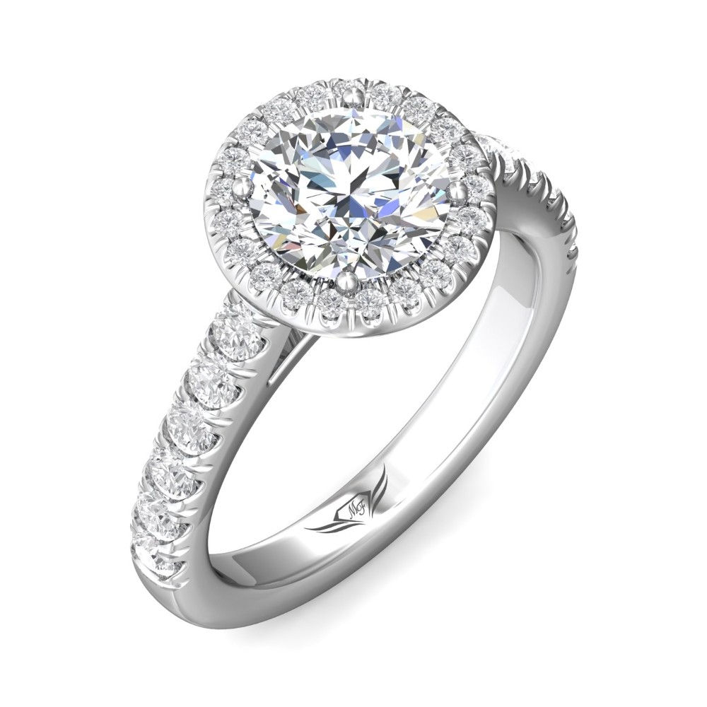 FlyerFit® 14K White Gold Micropave Halo Engagement Ring