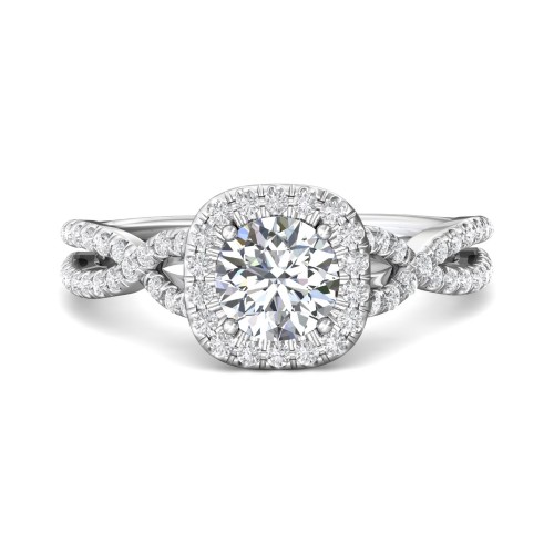 FlyerFit® 14K White Gold Split Shank Engagement Ring