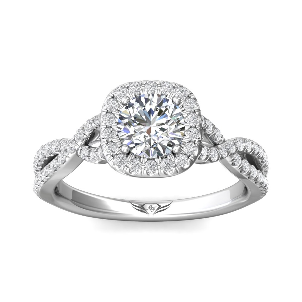 FlyerFit® 14K White Gold Split Shank Engagement Ring