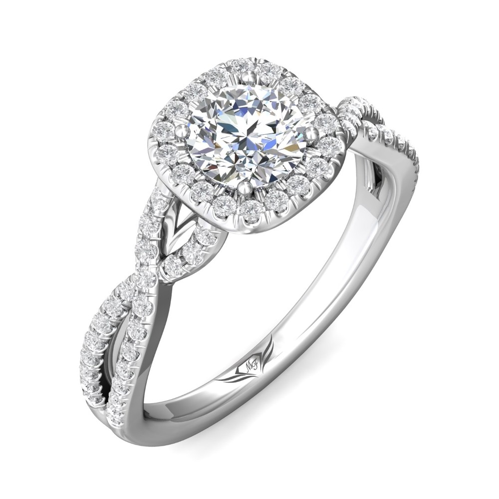 FlyerFit® 14K White Gold Split Shank Engagement Ring